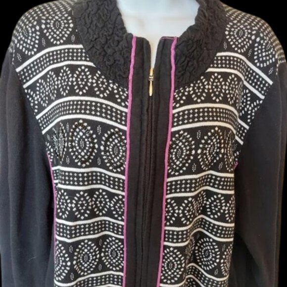 Black, White and Purple Cardigan Size 2X - Picture 3 of 11